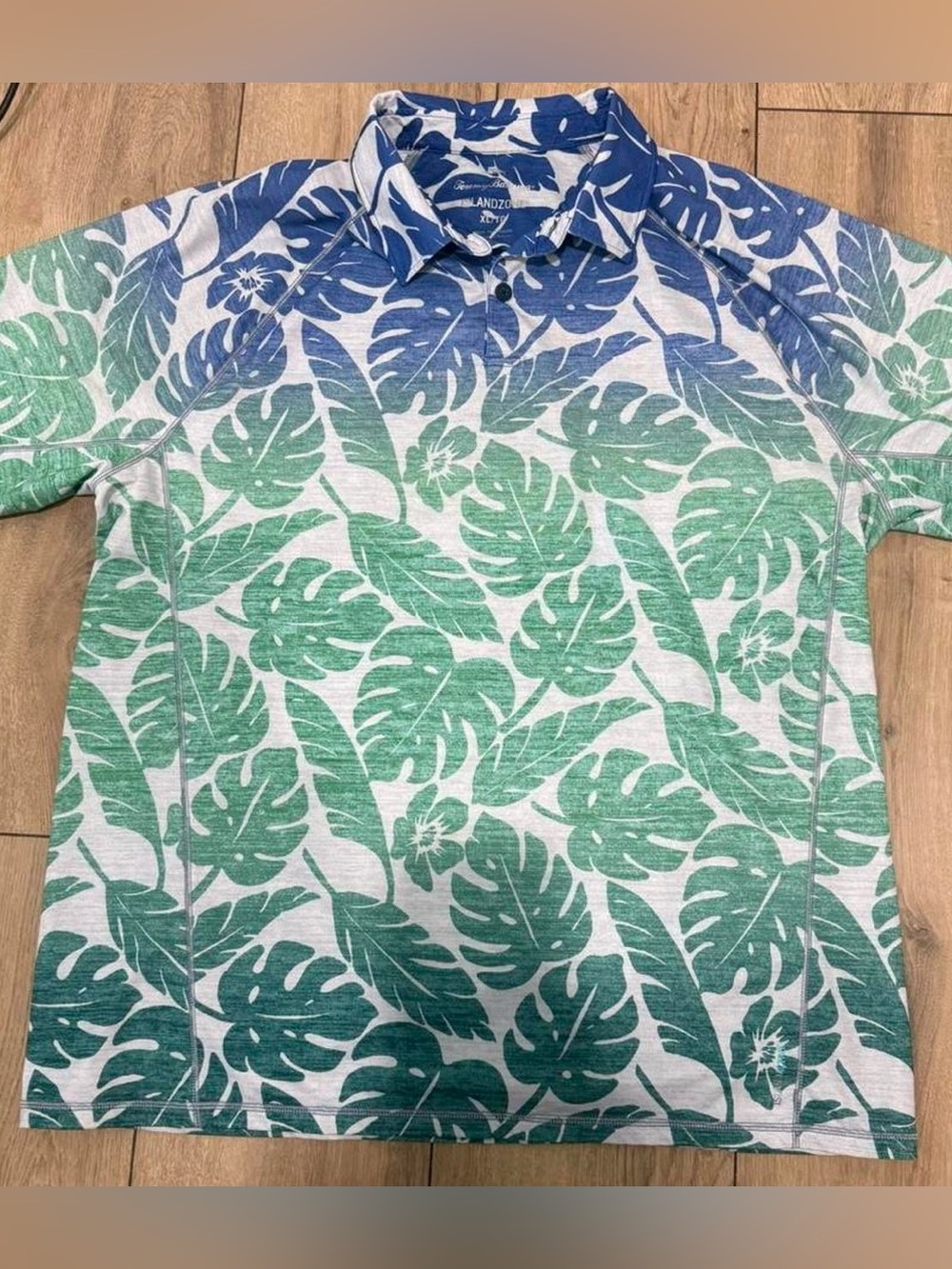 Tommy Bahama Blue Tropical Leaf Polo